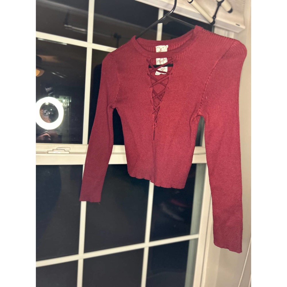 Maroon-red - stretchy Crop top